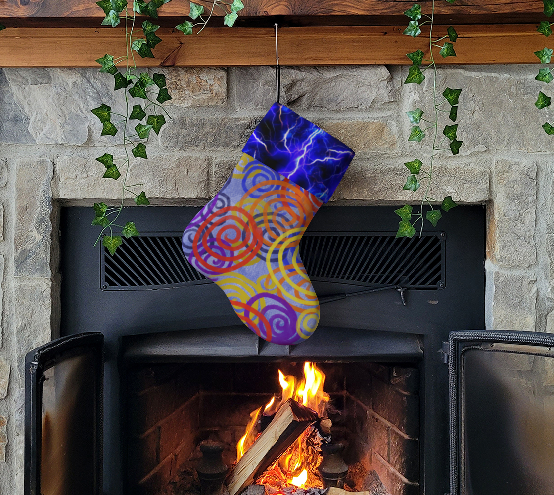 Colorful Spirals and Lightning Christmas Stocking