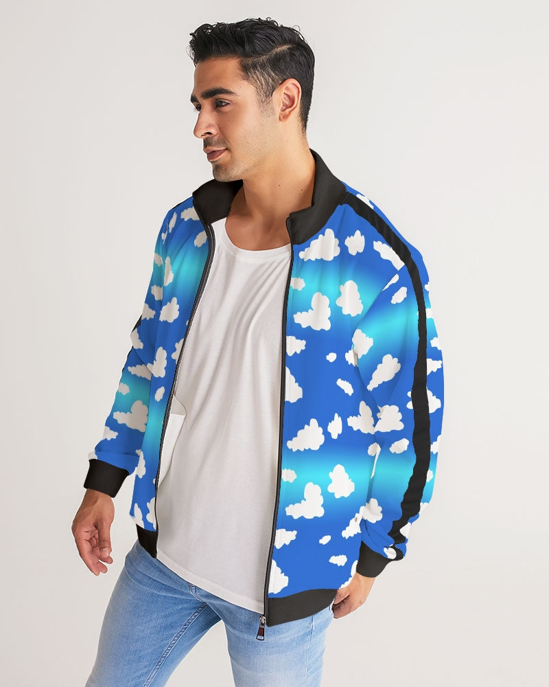 Clouds Pattern Men's All-Over Print Stripe Sleeve Track Jacket