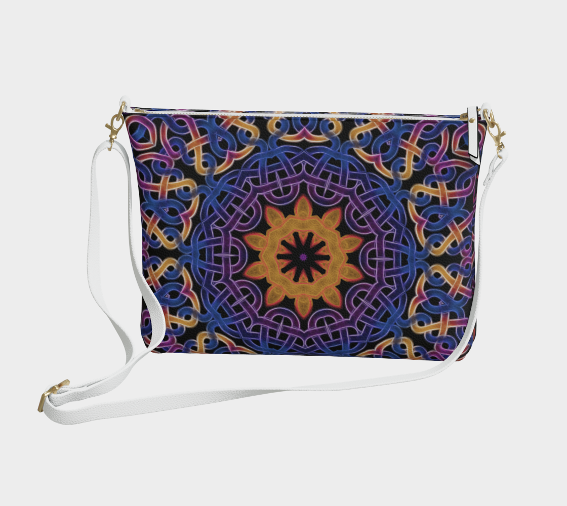 Blue Gold Celtic Kaleidoscope Vegan Crossbody Purse