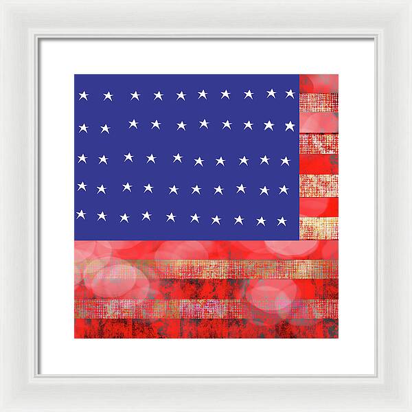 American Flag In Bokeh 1 - Framed Print