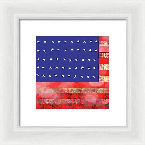 American Flag In Bokeh 1 - Framed Print