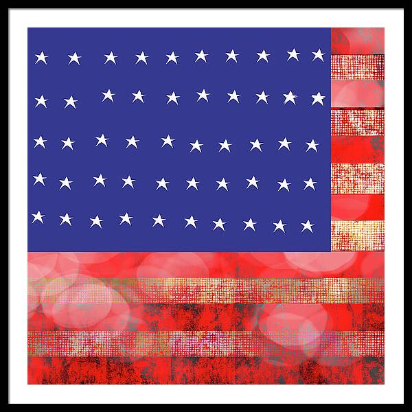 American Flag In Bokeh 1 - Framed Print