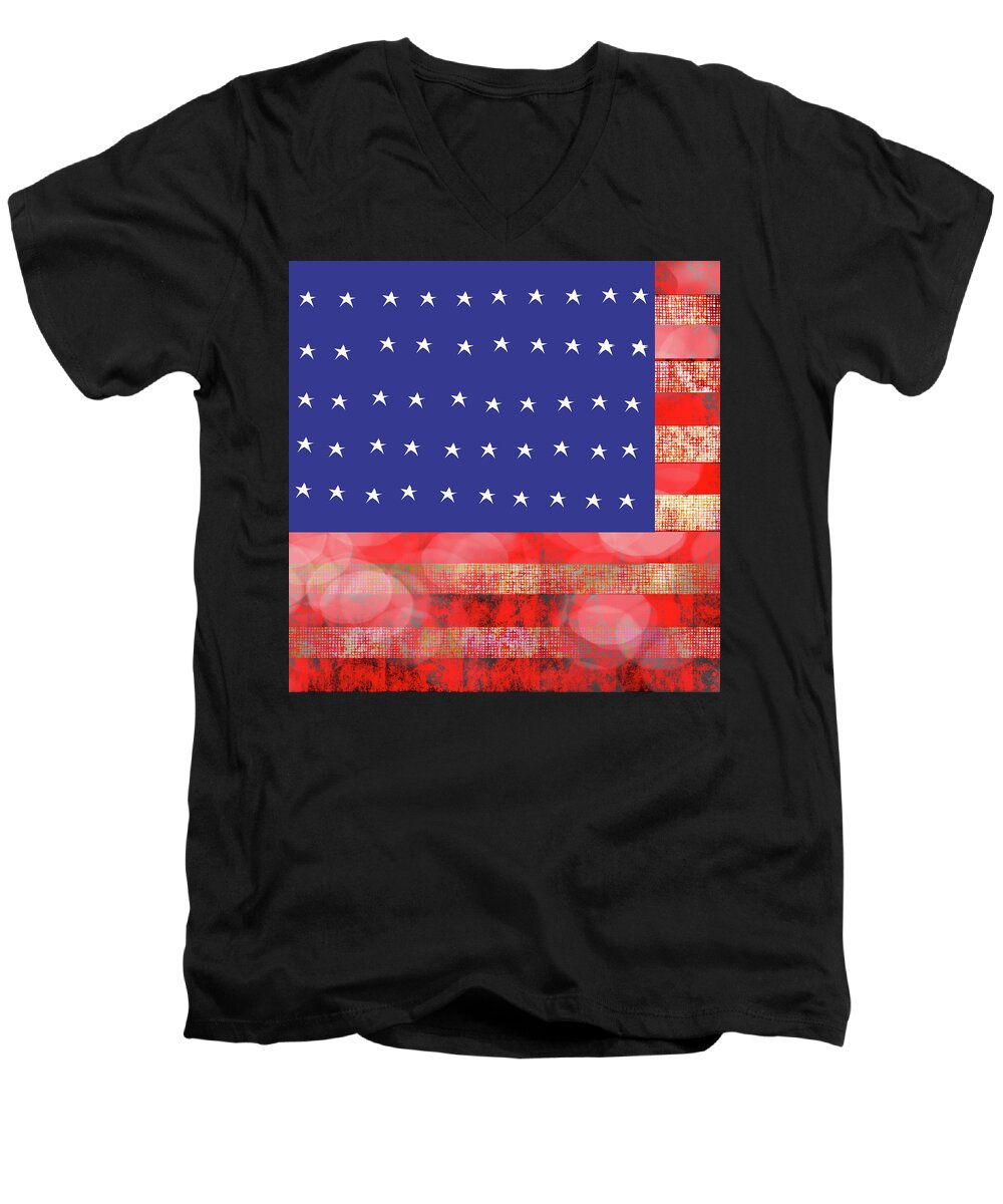 American Flag In Bokeh #1 - Men's V-Neck T-Shirt