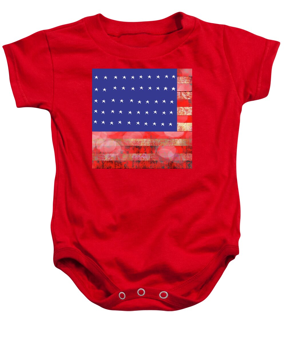 American Flag In Bokeh #1 - Baby Onesie