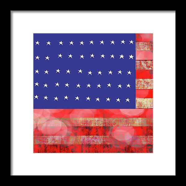 American Flag In Bokeh 1 - Framed Print