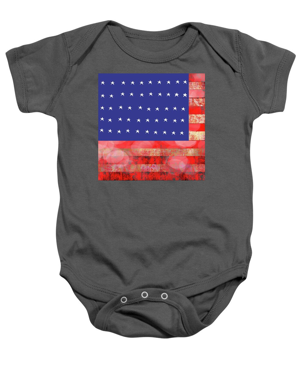 American Flag In Bokeh #1 - Baby Onesie