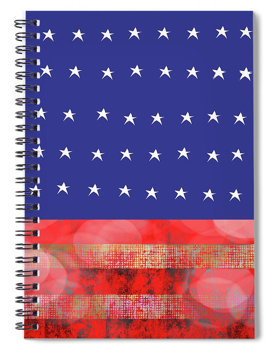 American Flag In Bokeh 1 - Spiral Notebook