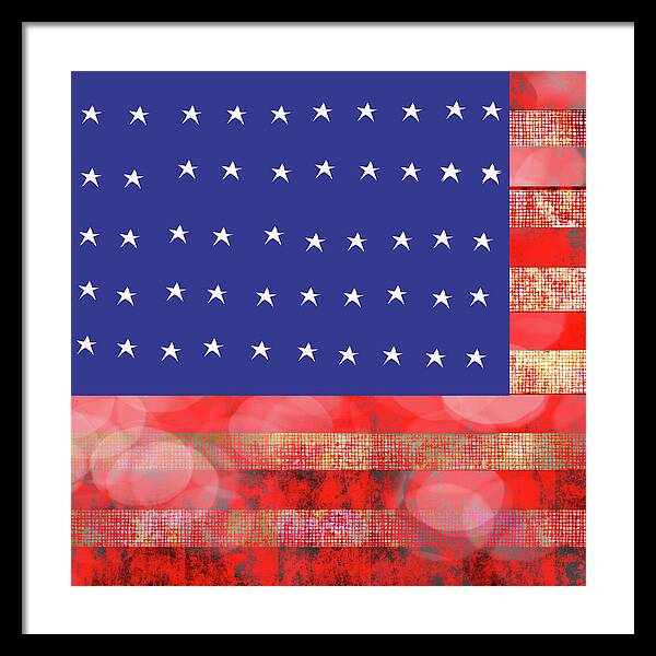 American Flag In Bokeh 1 - Framed Print