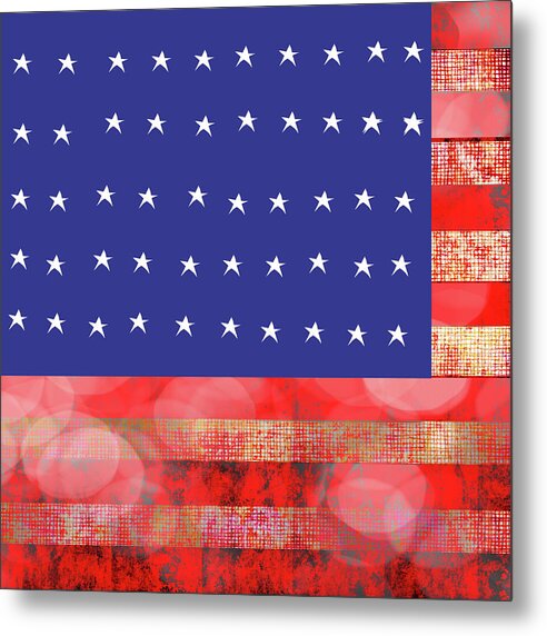 American Flag In Bokeh 1 - Metal Print