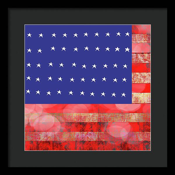 American Flag In Bokeh 1 - Framed Print