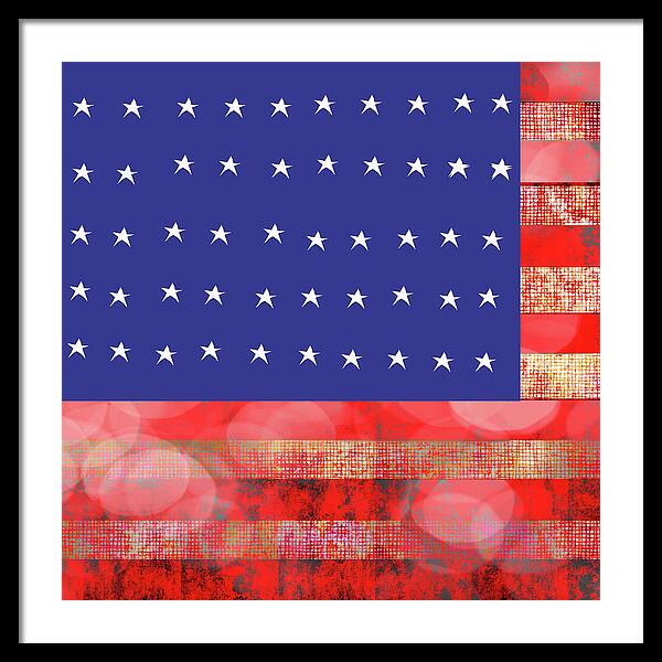 American Flag In Bokeh 1 - Framed Print