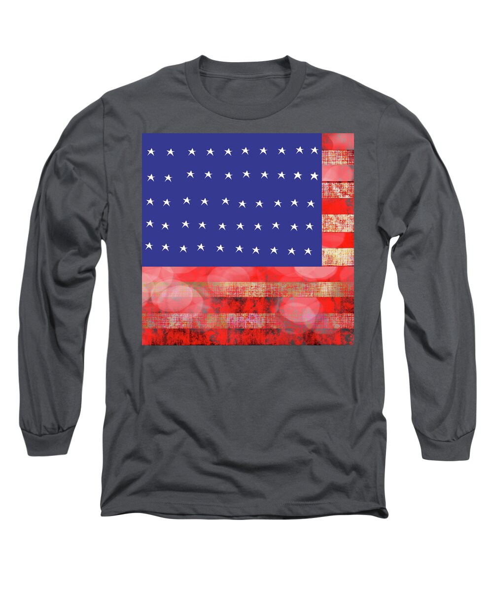 American Flag In Bokeh #1 - Long Sleeve T-Shirt