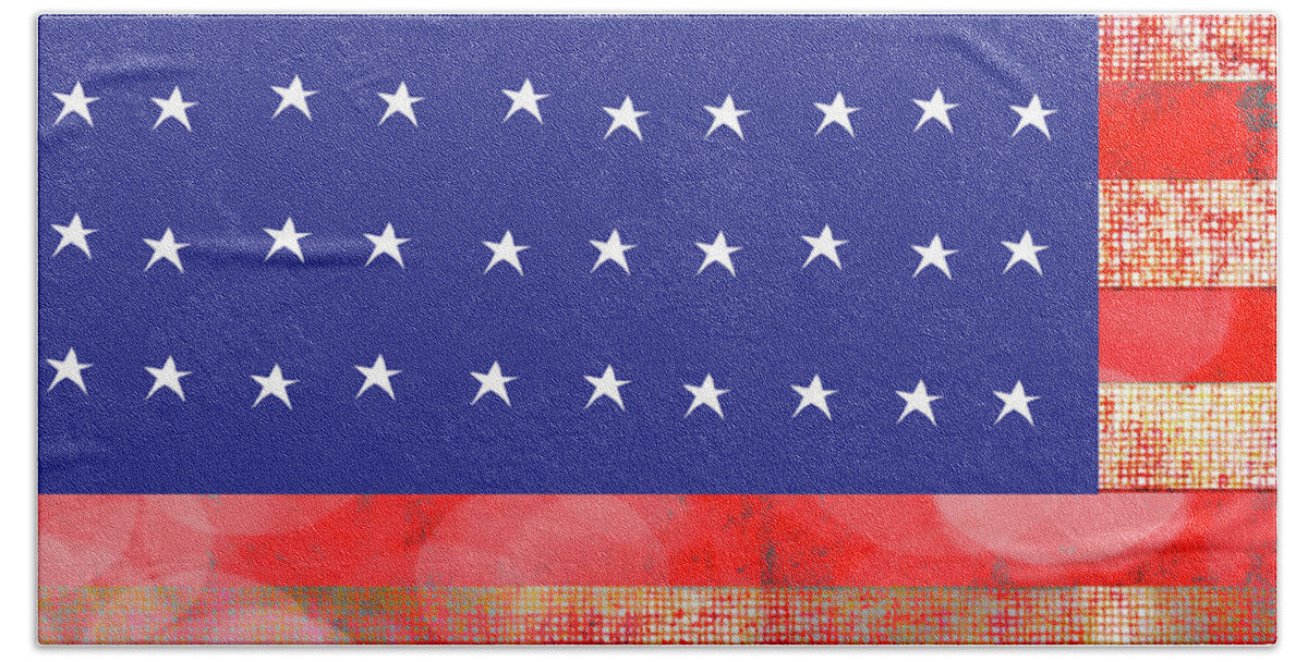 American Flag In Bokeh #1 - Beach Towel