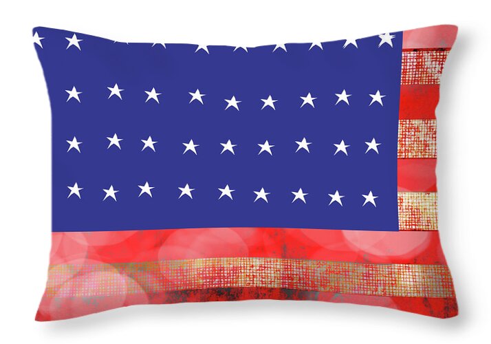 American Flag In Bokeh 1 - Throw Pillow