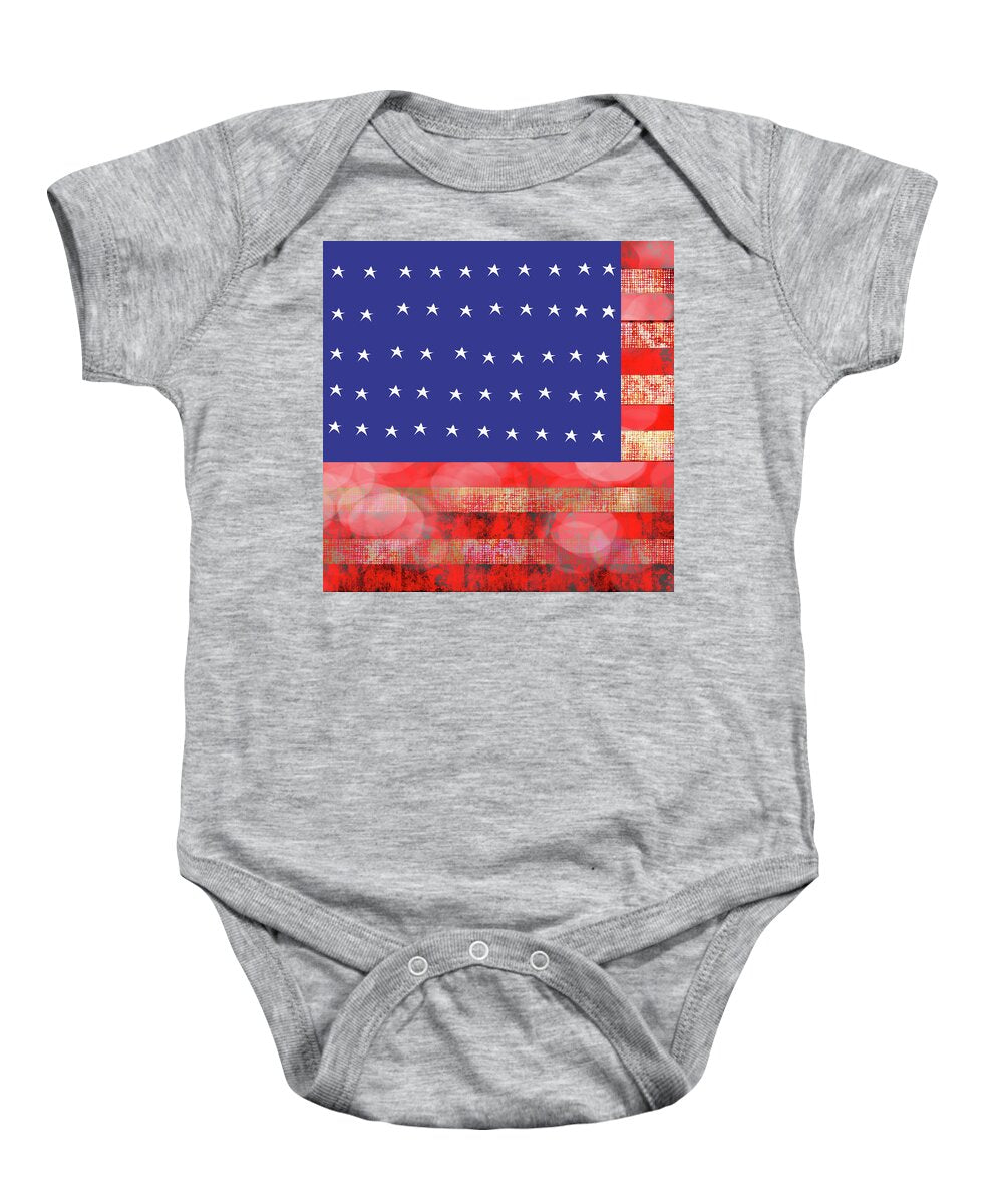 American Flag In Bokeh #1 - Baby Onesie