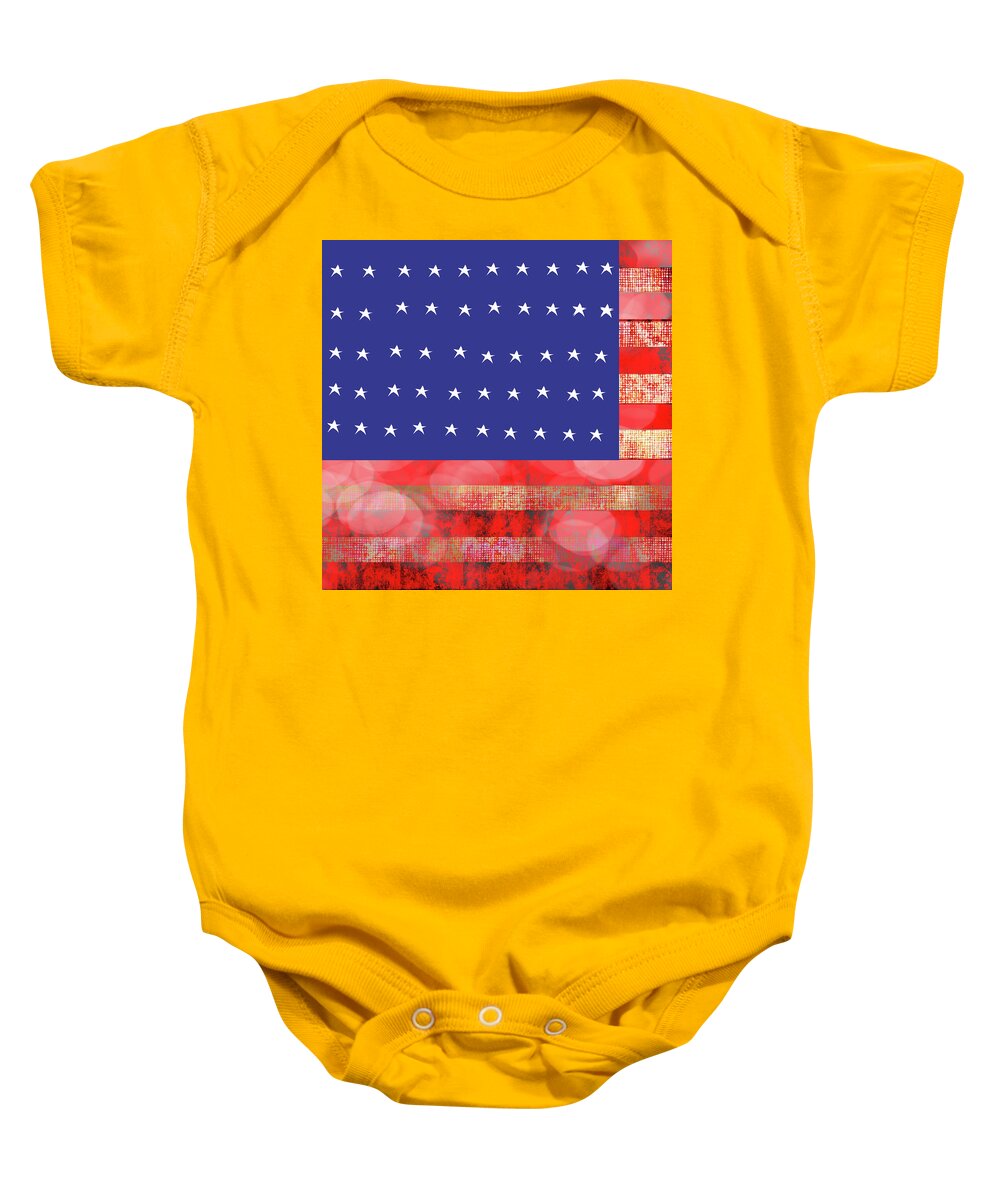 American Flag In Bokeh #1 - Baby Onesie