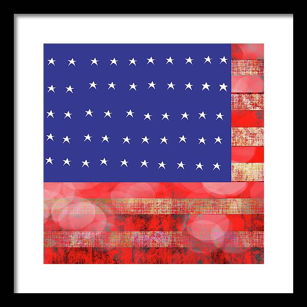 American Flag In Bokeh 1 - Framed Print