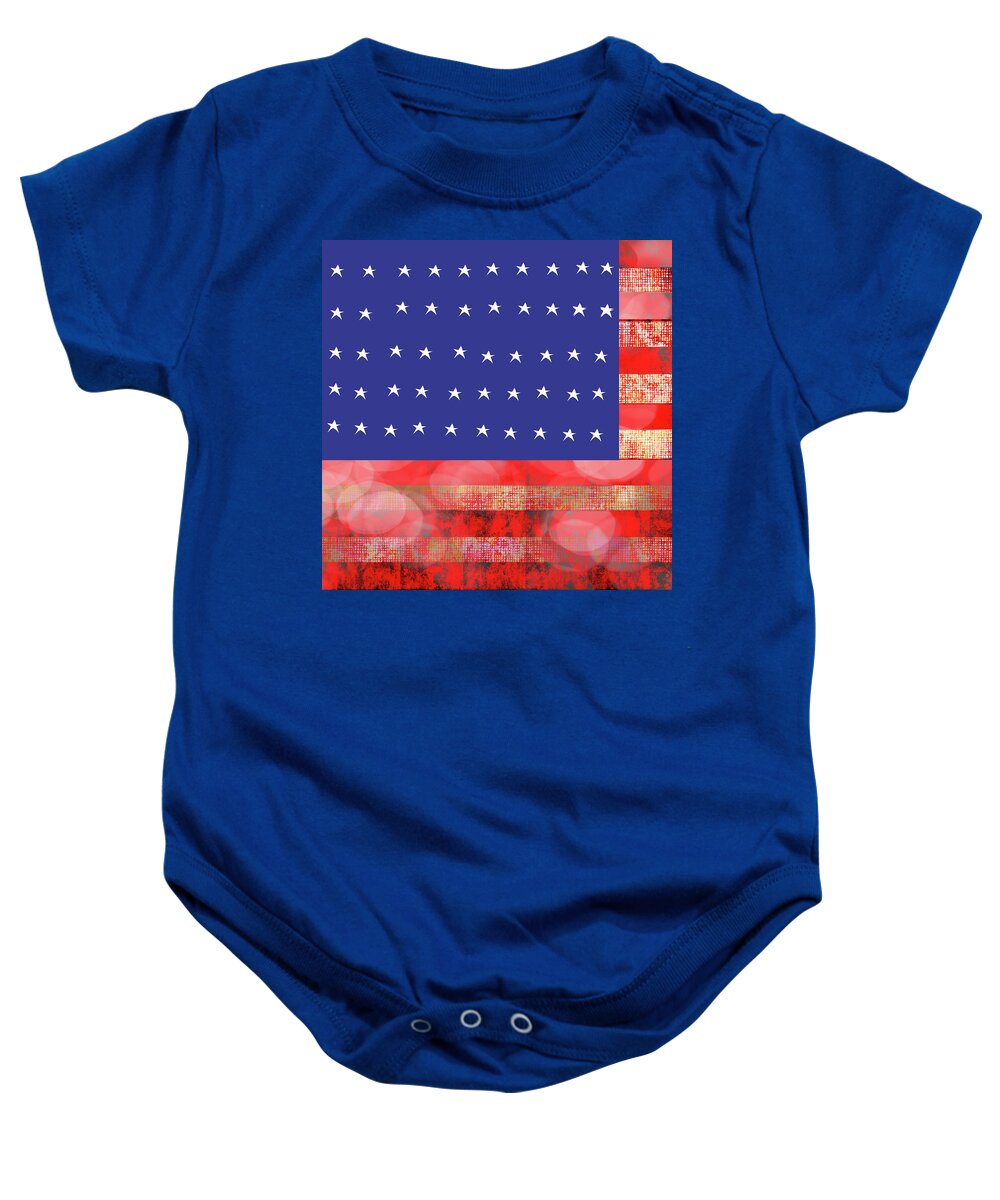 American Flag In Bokeh #1 - Baby Onesie