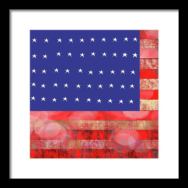 American Flag In Bokeh 1 - Framed Print