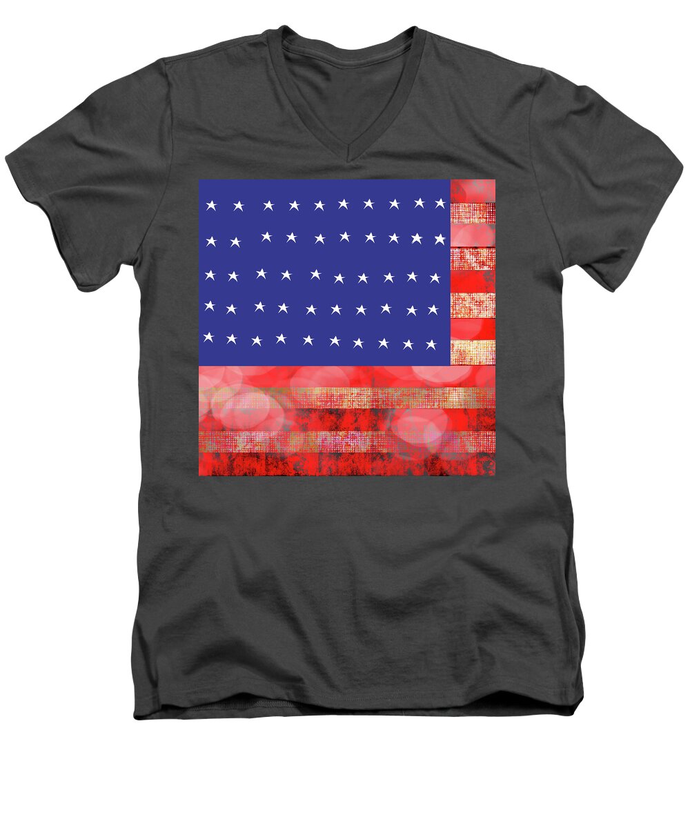 American Flag In Bokeh #1 - Men's V-Neck T-Shirt