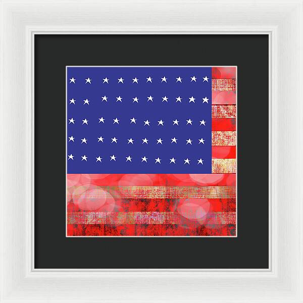 American Flag In Bokeh 1 - Framed Print