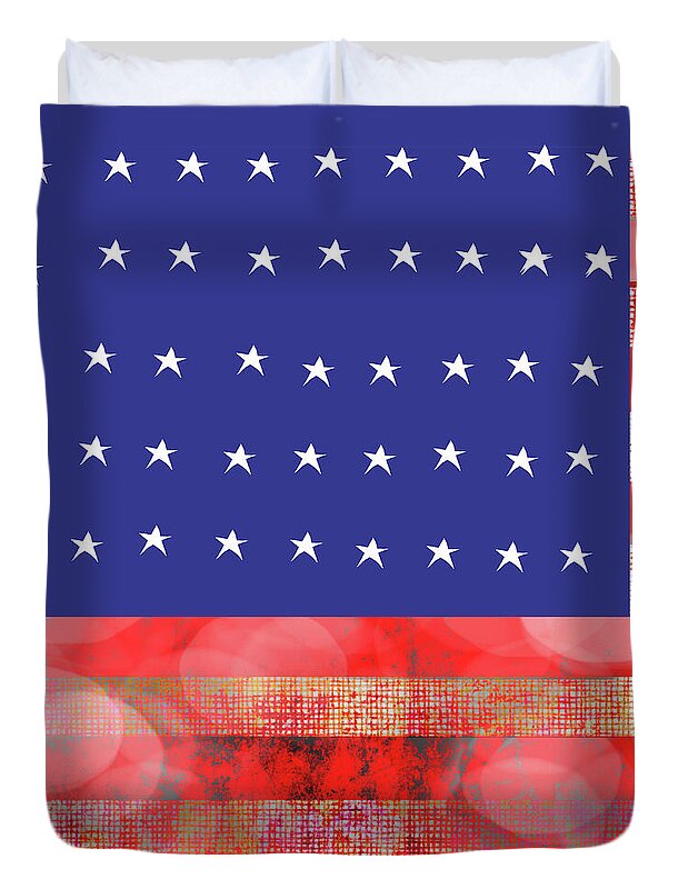 American Flag In Bokeh 1 - Duvet Cover