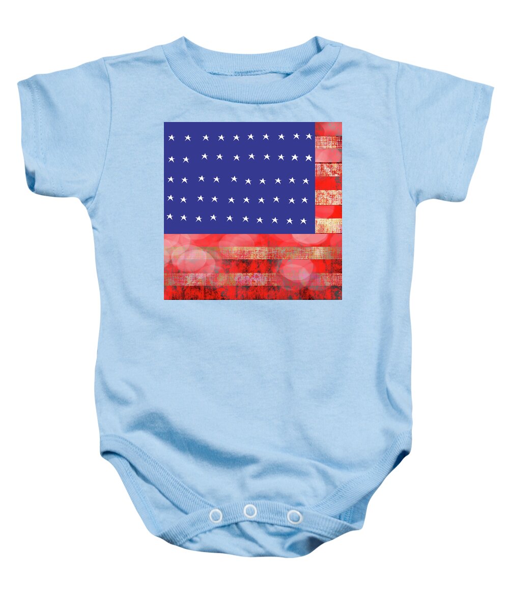 American Flag In Bokeh #1 - Baby Onesie