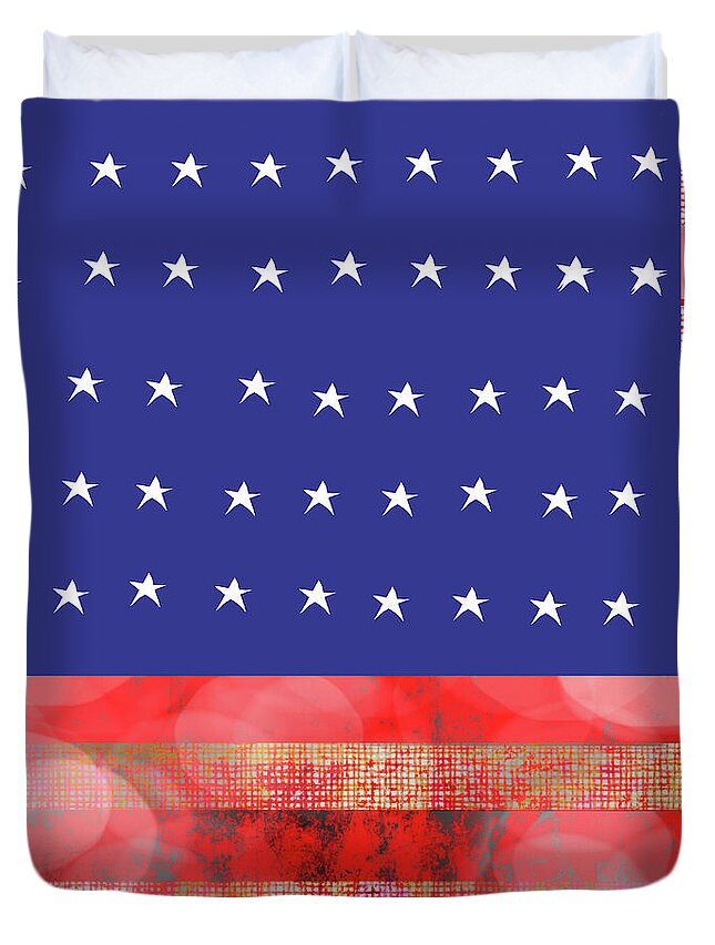 American Flag In Bokeh 1 - Duvet Cover