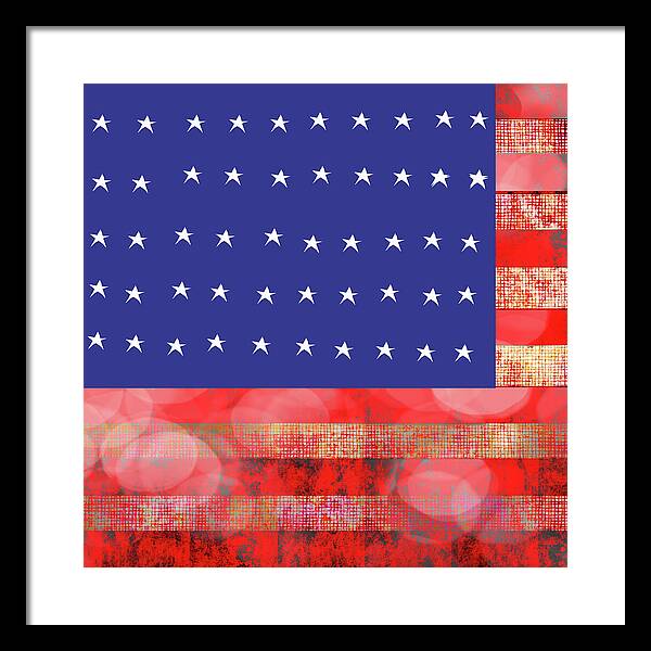 American Flag In Bokeh 1 - Framed Print