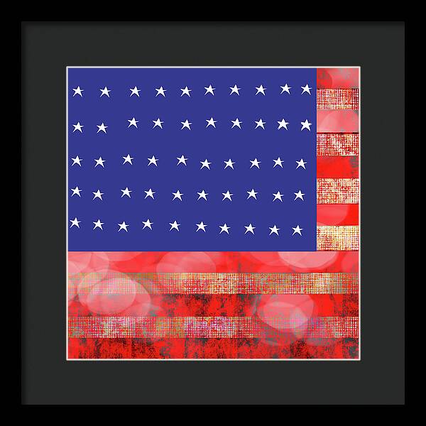 American Flag In Bokeh 1 - Framed Print