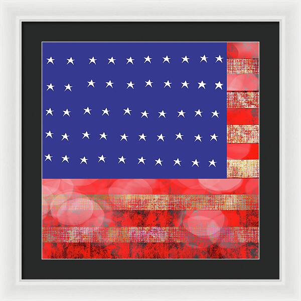 American Flag In Bokeh 1 - Framed Print