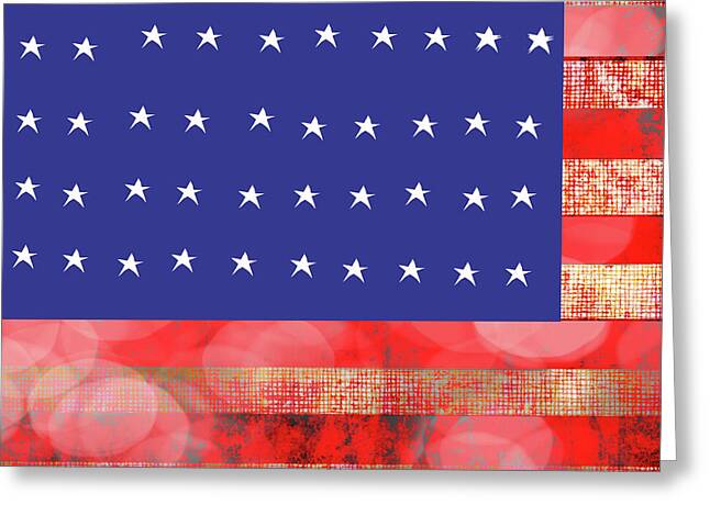 American Flag In Bokeh 1 - Greeting Card