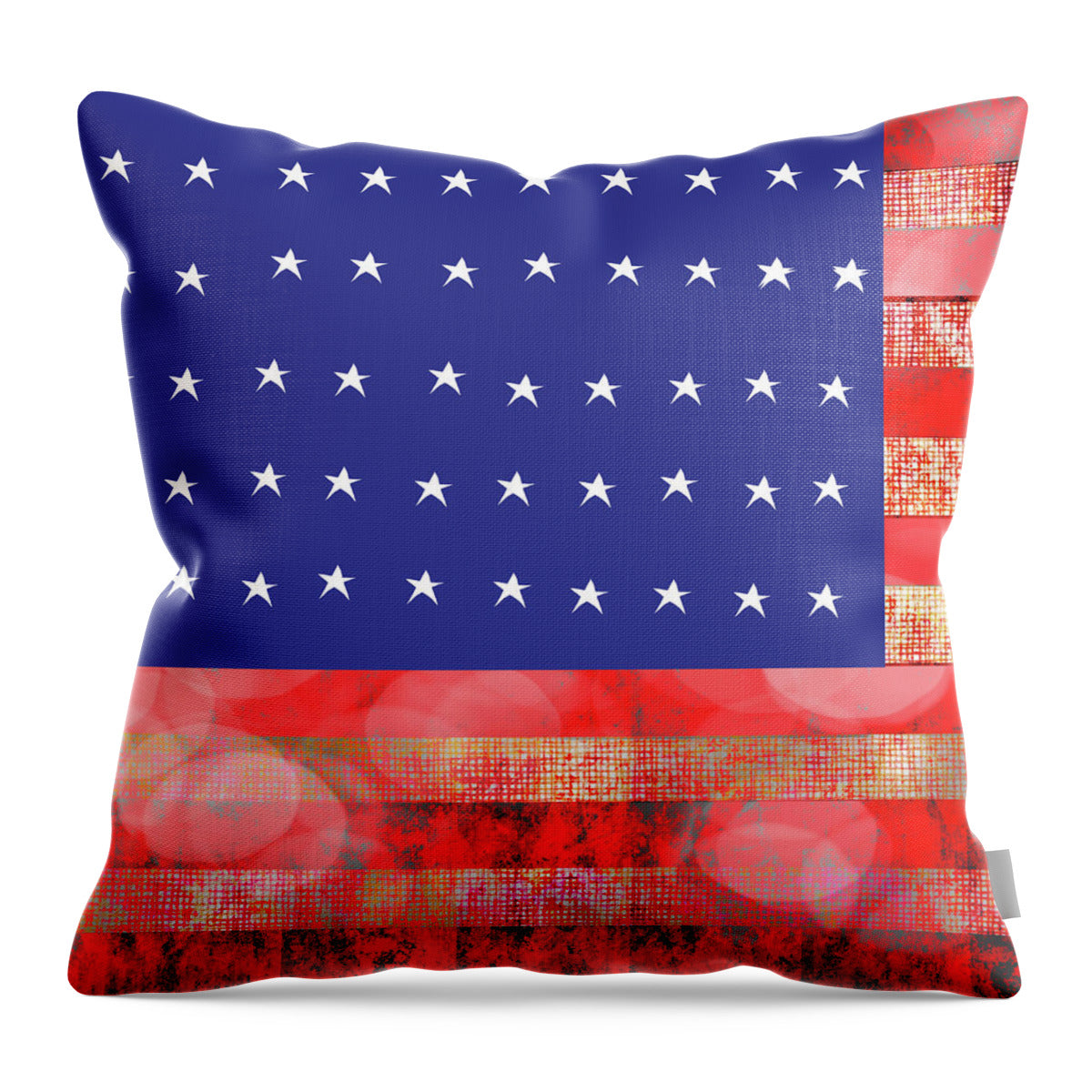 American Flag In Bokeh 1 - Throw Pillow