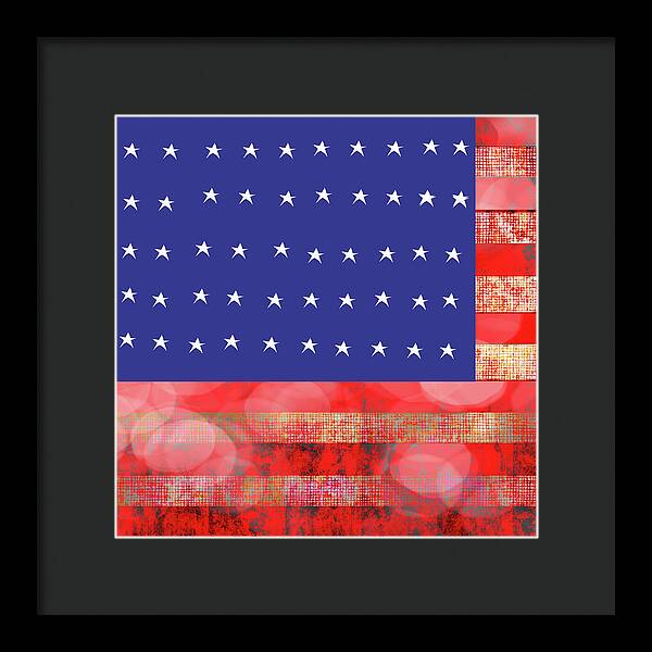 American Flag In Bokeh 1 - Framed Print