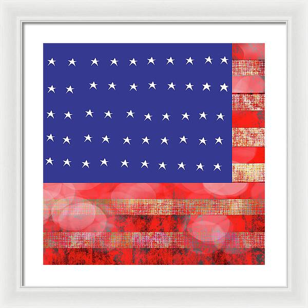 American Flag In Bokeh 1 - Framed Print