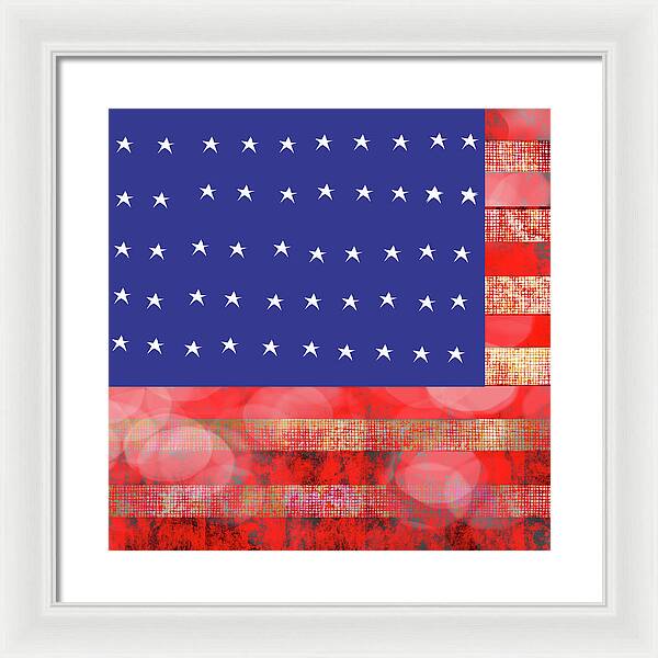 American Flag In Bokeh 1 - Framed Print