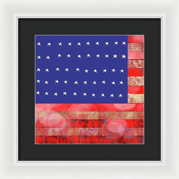 American Flag In Bokeh 1 - Framed Print