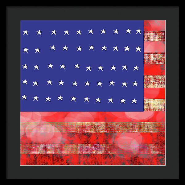 American Flag In Bokeh 1 - Framed Print