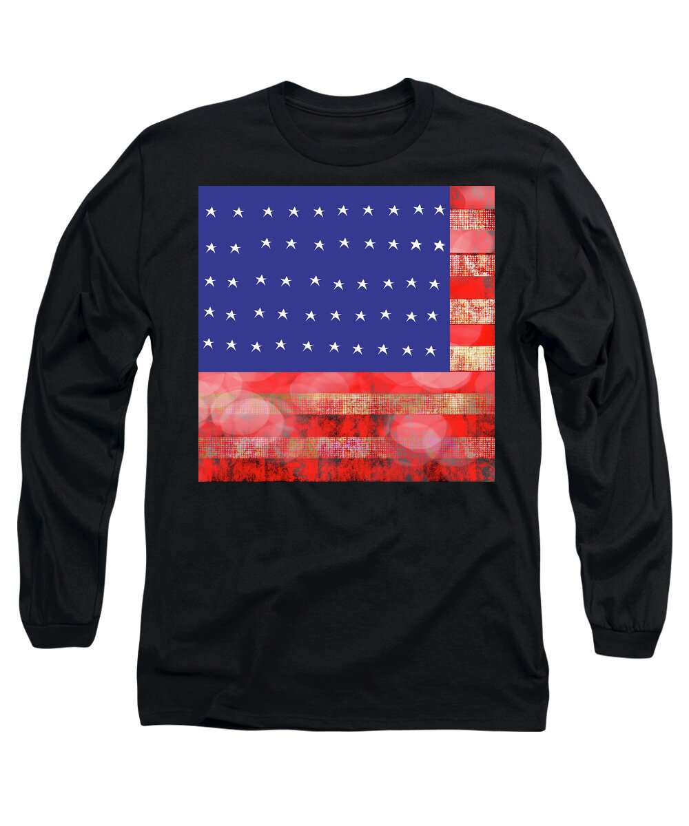 American Flag In Bokeh #1 - Long Sleeve T-Shirt