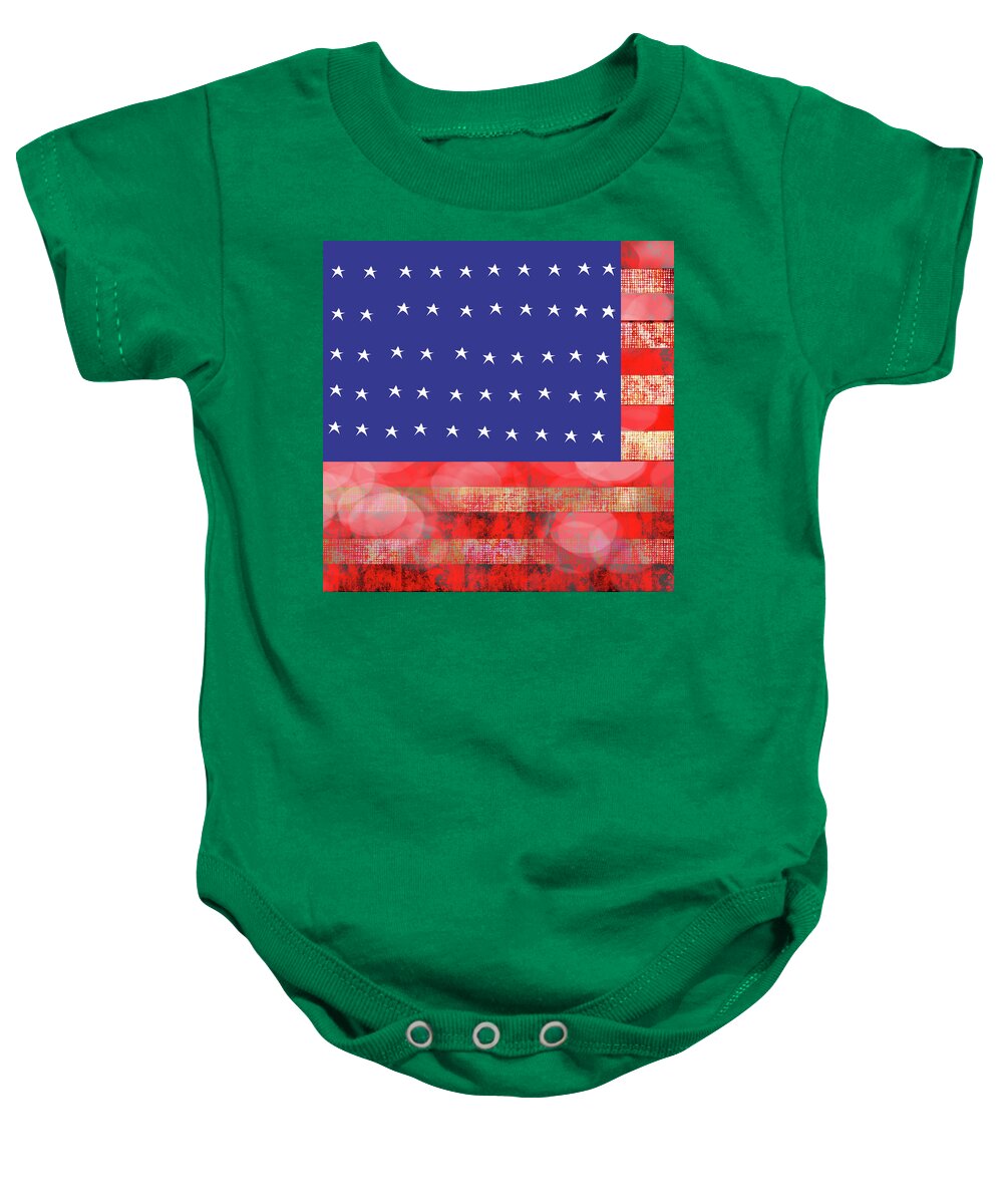 American Flag In Bokeh #1 - Baby Onesie