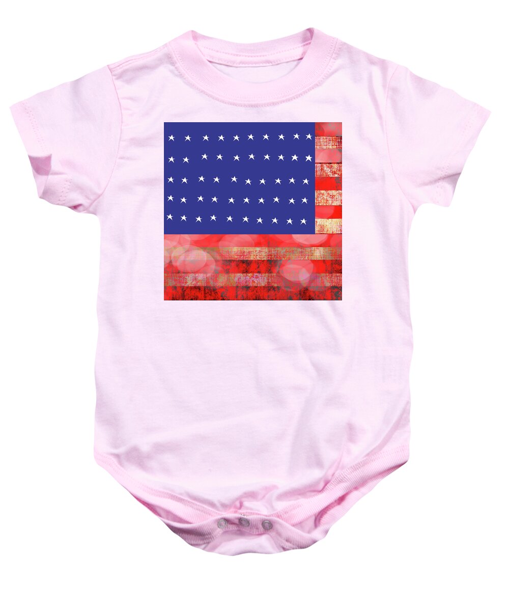 American Flag In Bokeh #1 - Baby Onesie