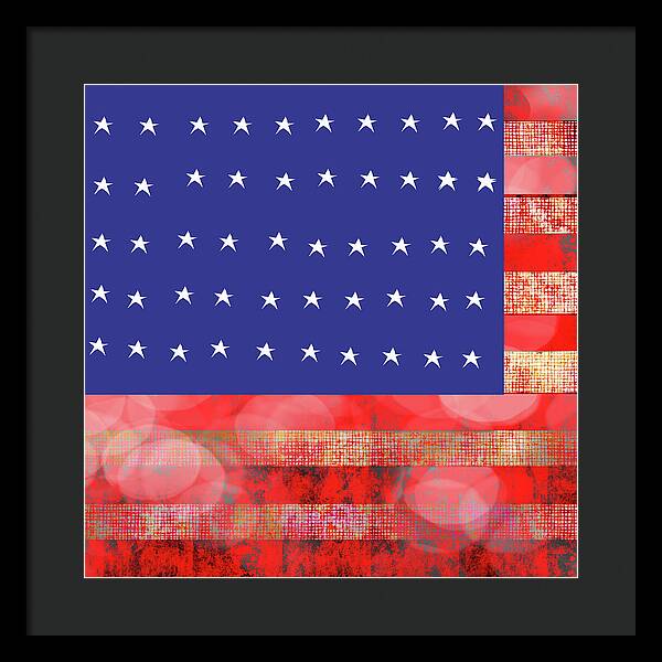 American Flag In Bokeh 1 - Framed Print