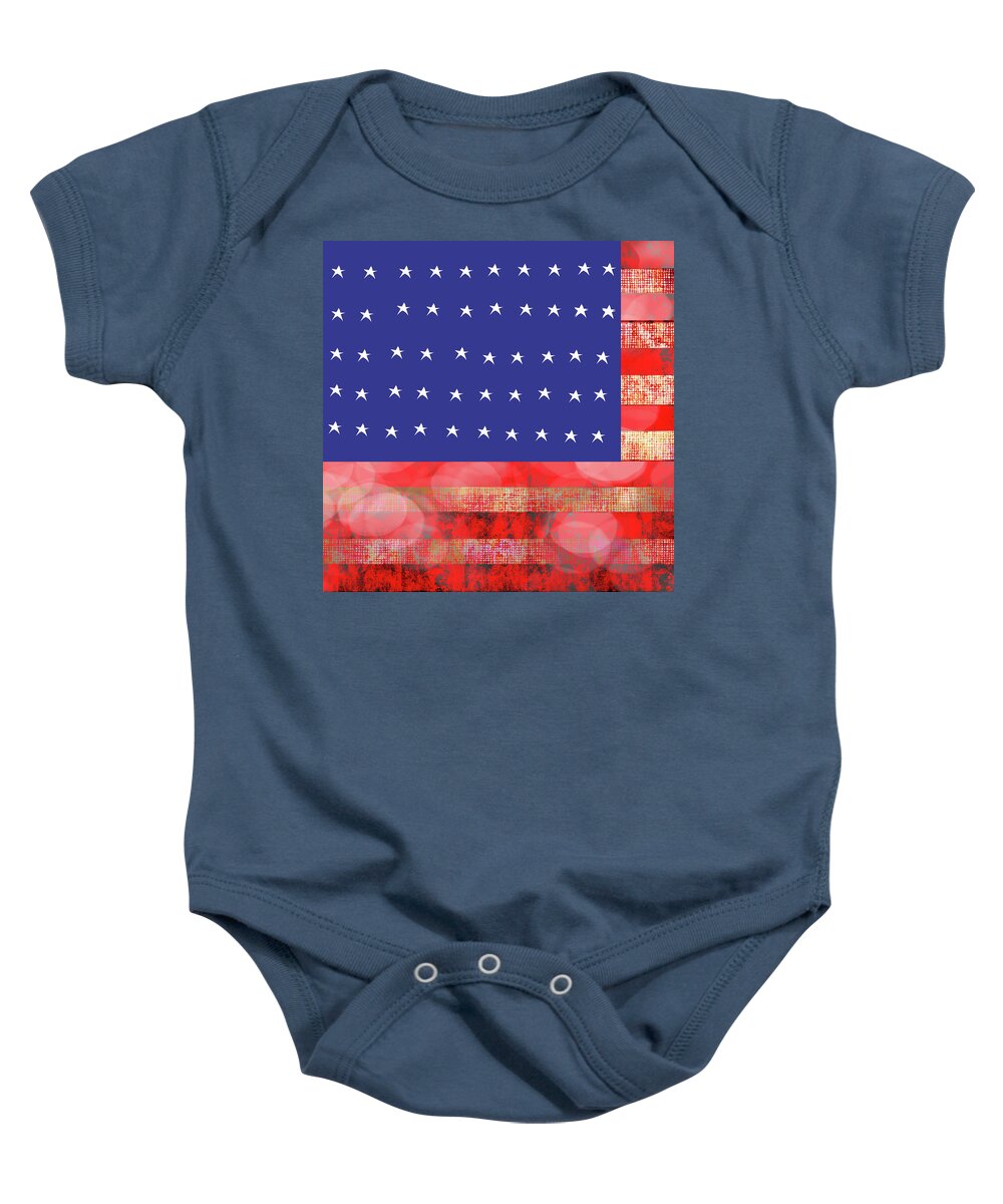 American Flag In Bokeh #1 - Baby Onesie