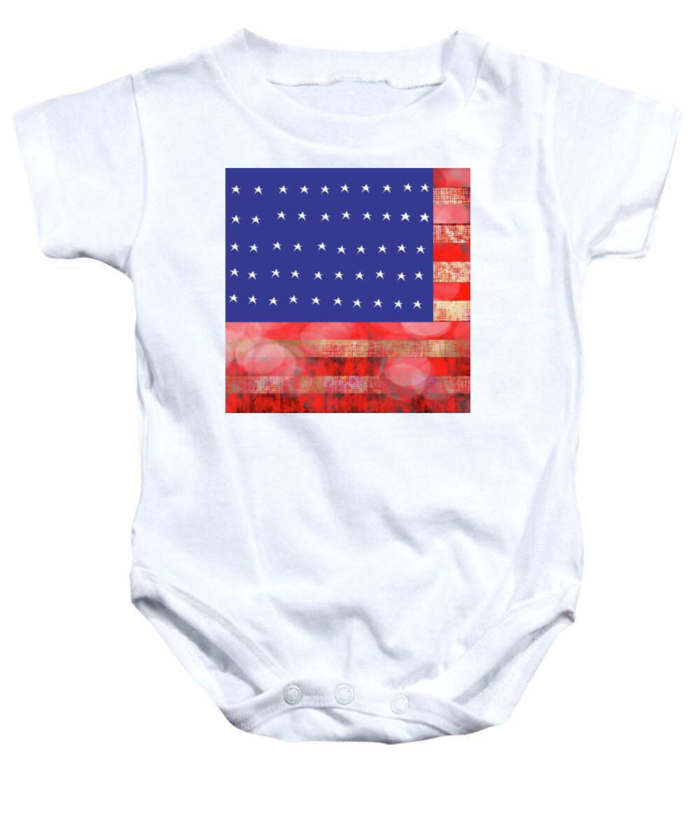 American Flag In Bokeh #1 - Baby Onesie