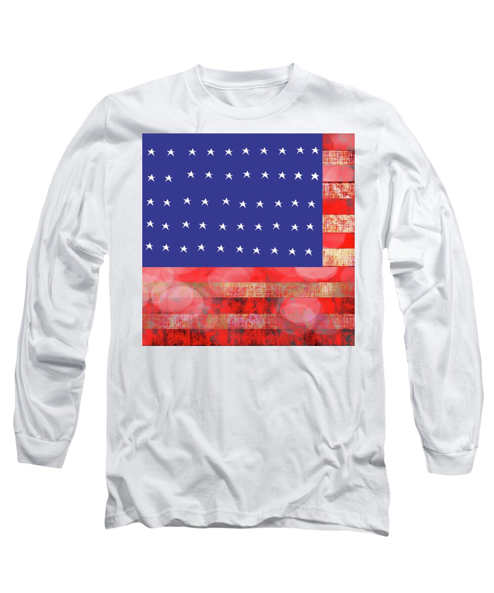 American Flag In Bokeh #1 - Long Sleeve T-Shirt