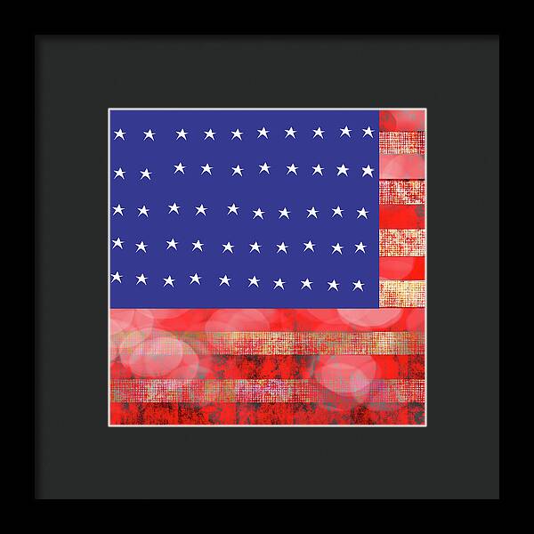 American Flag In Bokeh 1 - Framed Print