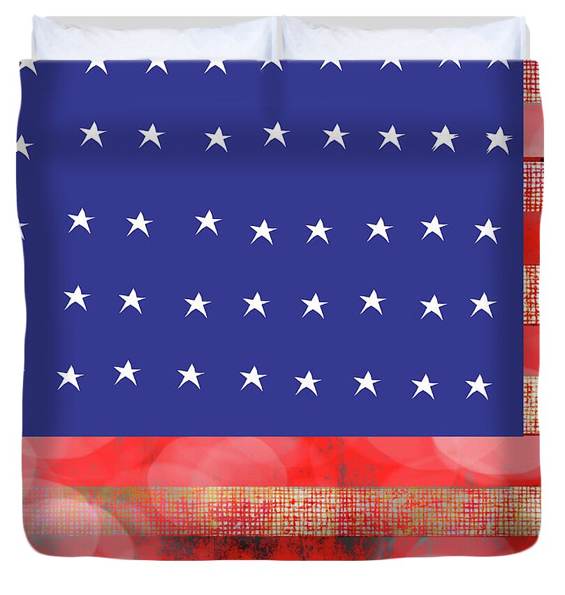 American Flag In Bokeh 1 - Duvet Cover