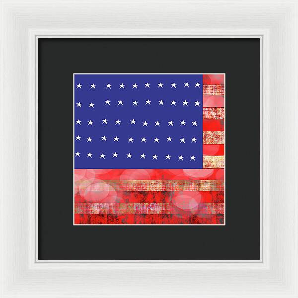 American Flag In Bokeh 1 - Framed Print