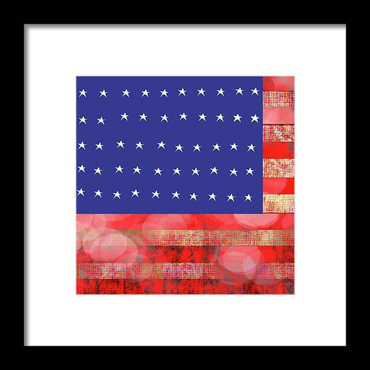 American Flag In Bokeh 1 - Framed Print