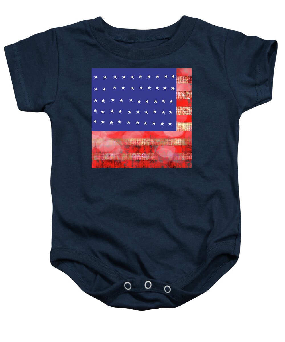 American Flag In Bokeh #1 - Baby Onesie